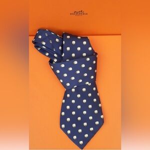 HERMES & WWF VINTAGE GIANT PANDA TIE ENDANGERED ANIMAL BEAR HIGH END FRANCE BLUE